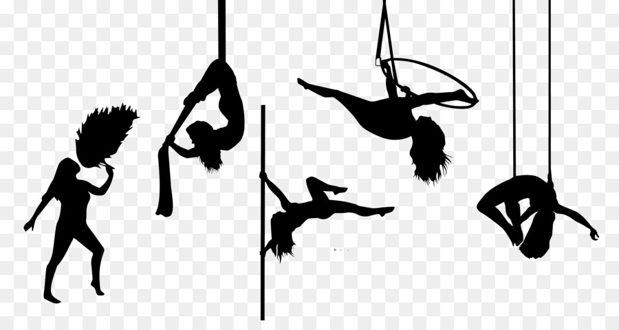 Pole dance Silhouette Performing arts Aerial silk Acrobatics - aerial yoga png download - 6174*3200 - Free Transparent Pole Dance png Download.