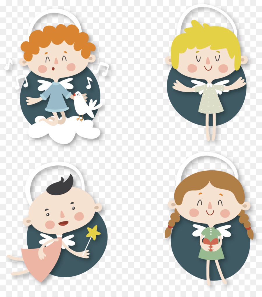Sticker Clip art - Four cute praying angel png download - 1006*1129 - Free Transparent Sticker png Download.