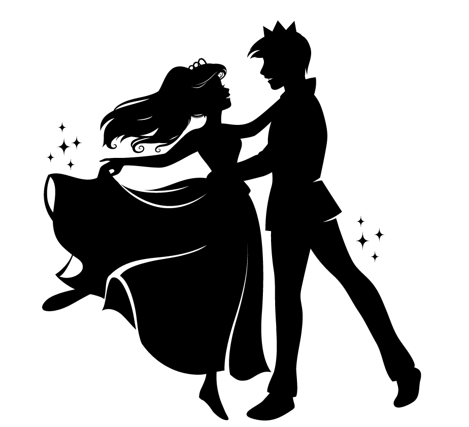 silhouette prince and princess clipart
