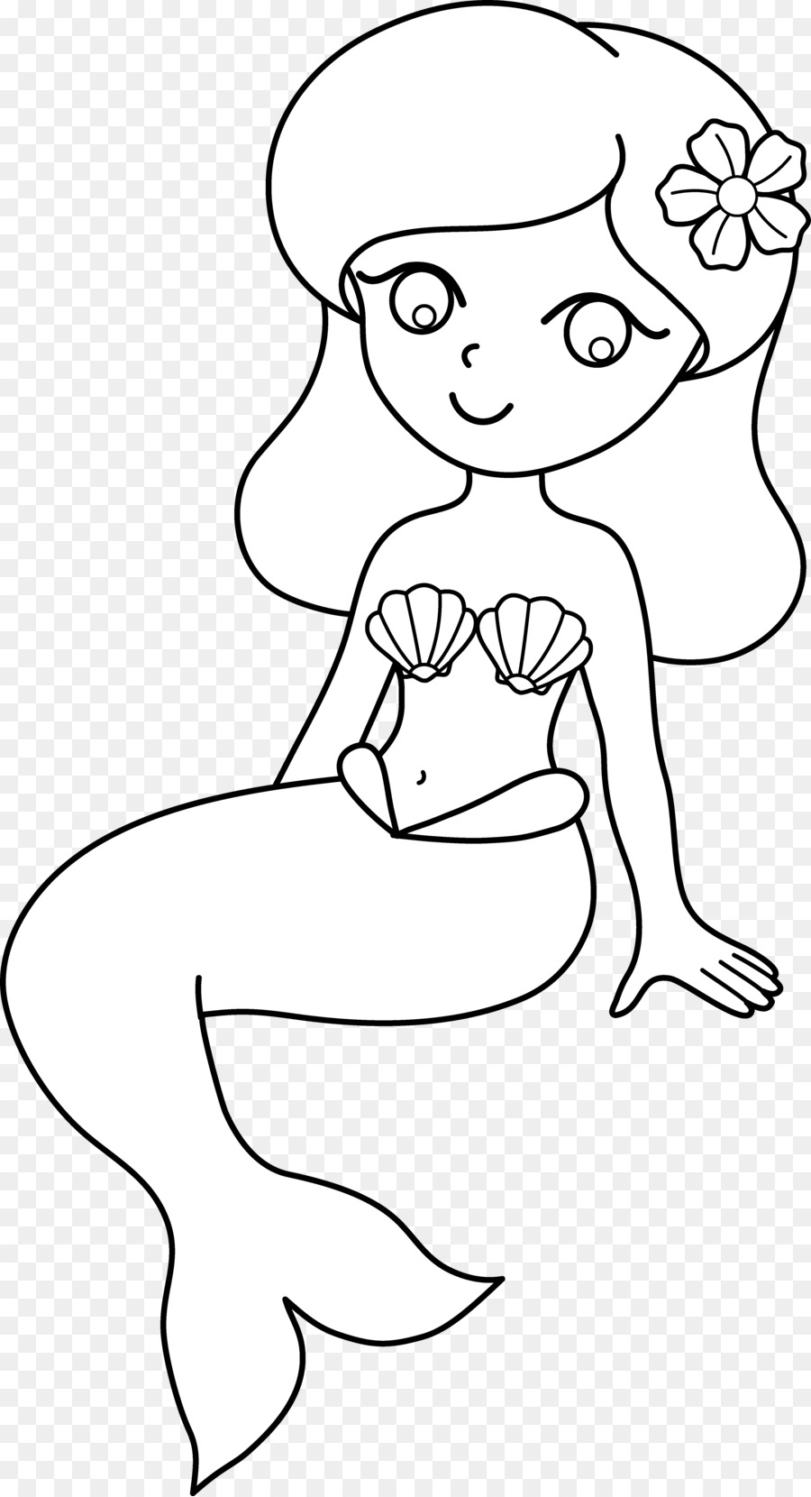 Mermaid Drawing Black and white Clip art - Mermaid Drawing Cliparts png download - 4035*7437 - Free Transparent  png Download.
