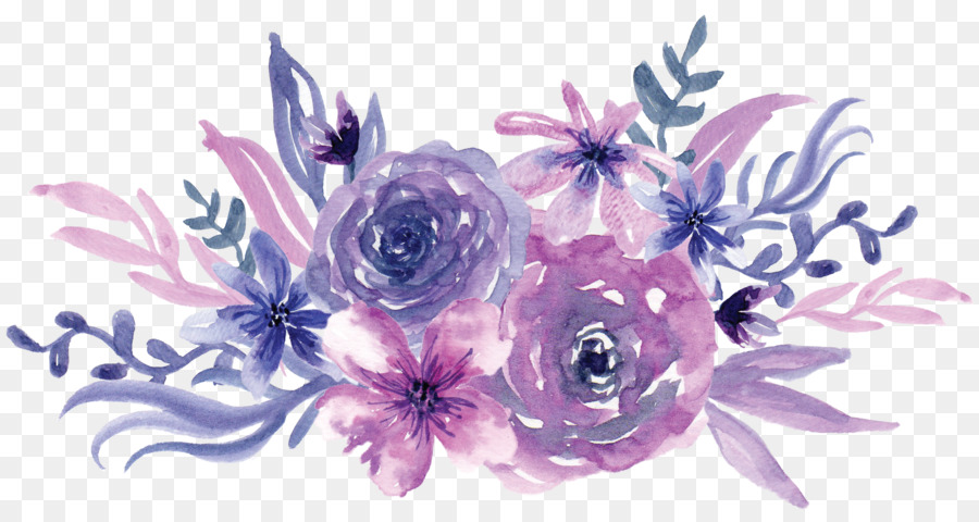 Watercolor painting Flower Purple - Watercolor purple flowers png download - 2902*1515 - Free Transparent Watercolor Painting png Download.