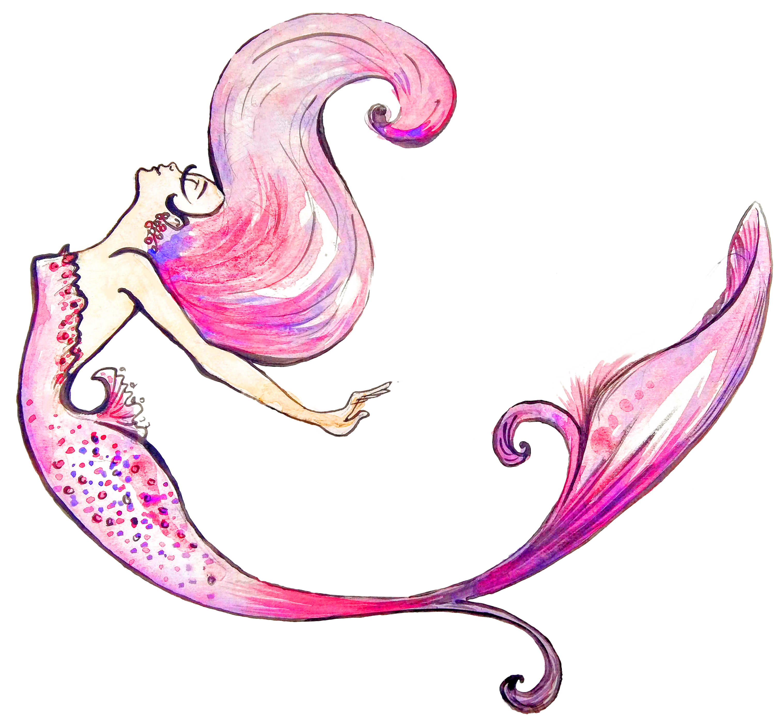 Mermaid Illustration Purple Mermaid Png Download 30002779 Free