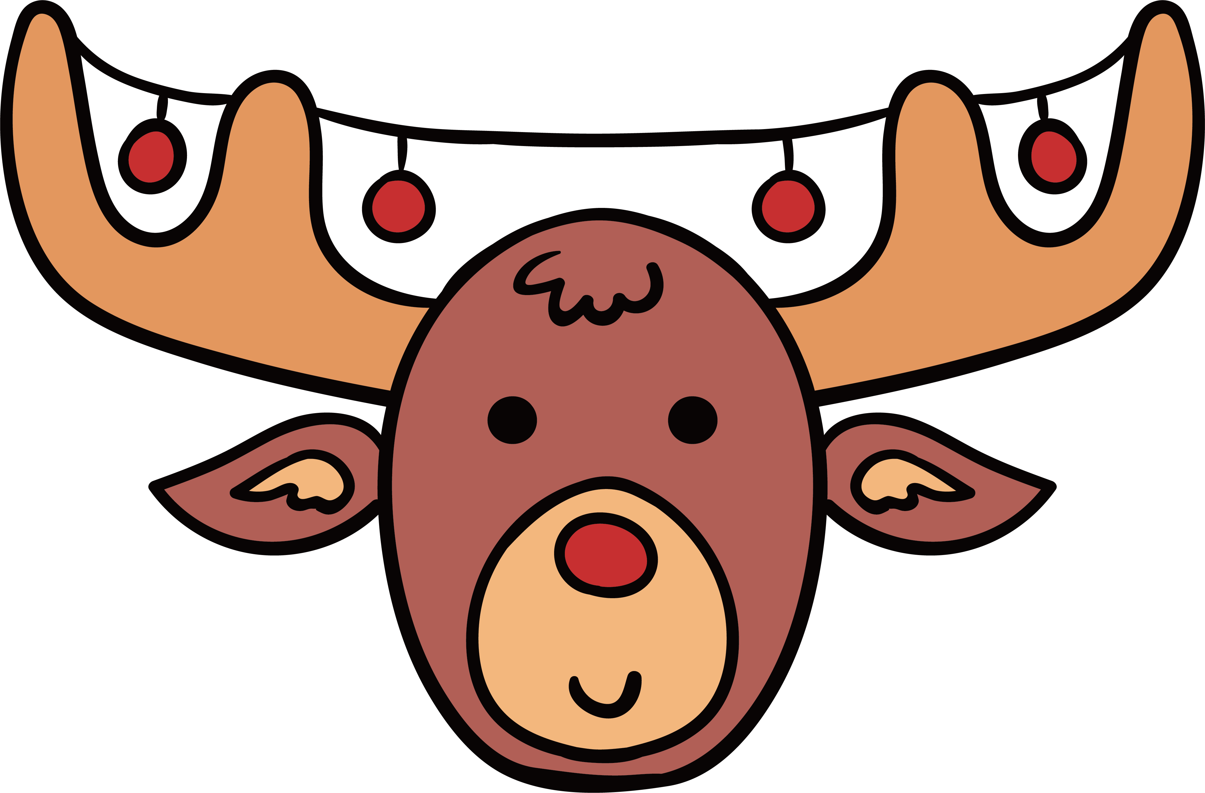 Reindeer Cartoon Christmas Antler - Cartoon reindeer head png download -  4047*2666 - Free Transparent Reindeer png Download. - Clip Art Library