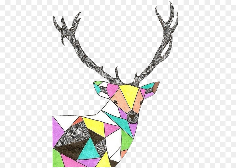 Deer Antler Silhouette Illustration - Line deer png download - 500*637 - Free Transparent Deer png Download.