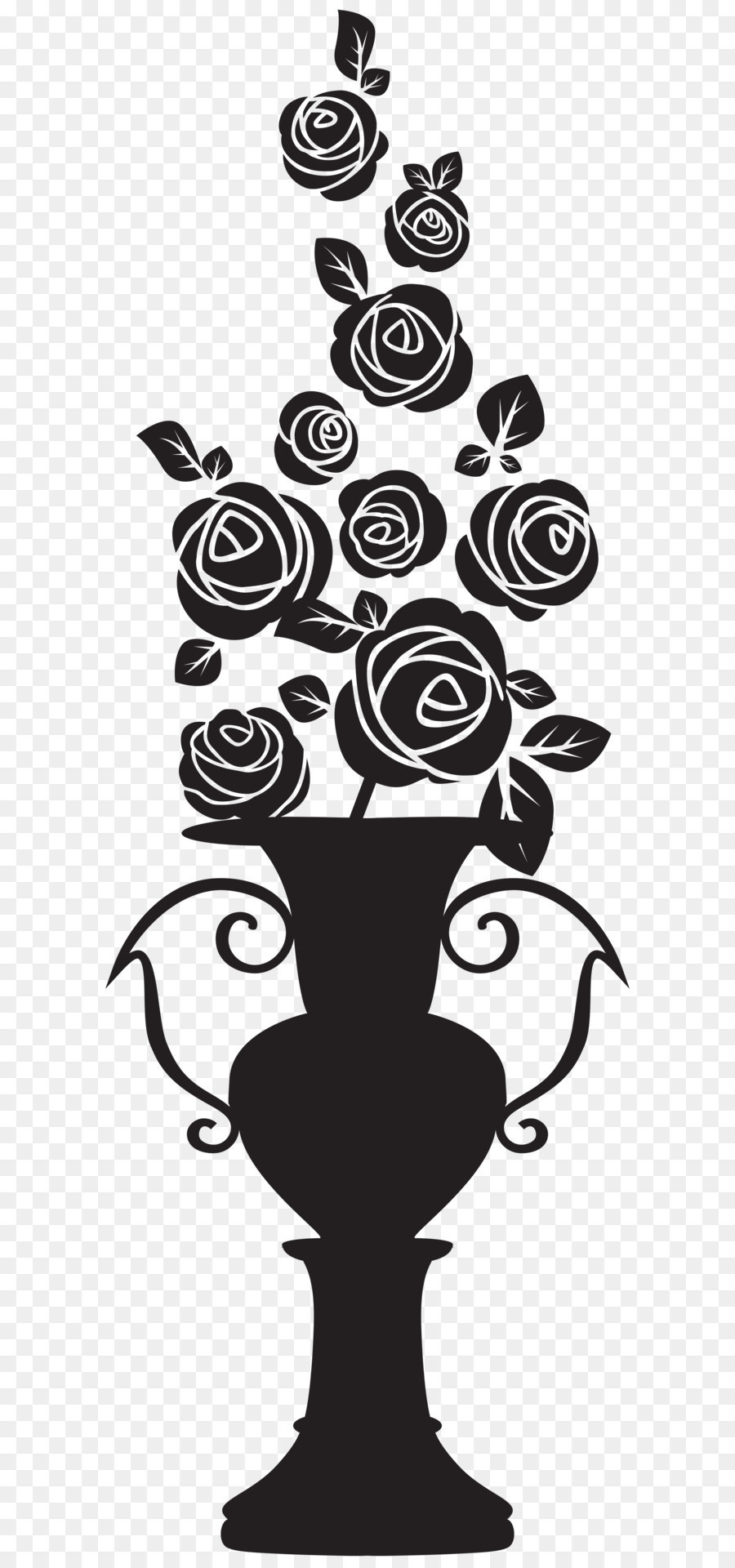 Silhouette Drawing Clip art - Vase with Roses Silhouette PNG Clip Art Image png download - 2712*8000 - Free Transparent Silhouette png Download.