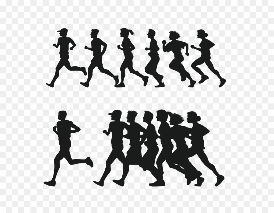 Running Silhouette 5K run Clip art - Vector black running people fitness png download - 2862*2196 - Free Transparent Running png Download.