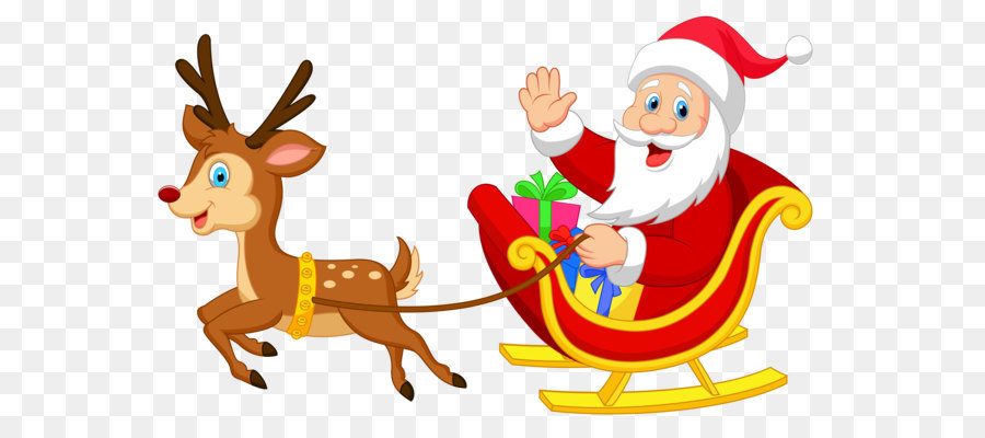 Reindeer Santa Claus Christmas ornament Illustration - Transparent Santa with Rudolph PNG Clipart png download - 5406*3316 - Free Transparent Rudolph png Download.