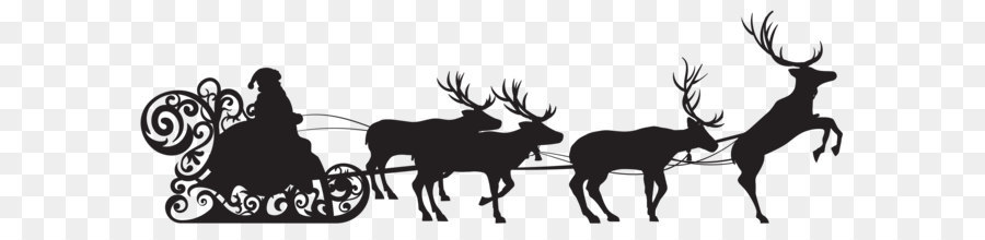 Santa Claus Reindeer Sled Clip art - Santa Claus on Sled Silhouette PNG Clip Art Image png download - 8000*2534 - Free Transparent Santa Claus png Download.