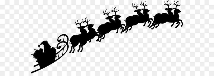 Santa Claus Sled Silhouette Reindeer Clip art - Santa with Sleigh Silhouette Transparent PNG Clip Art Image png download - 6343*2128 - Free Transparent Rudolph png Download.