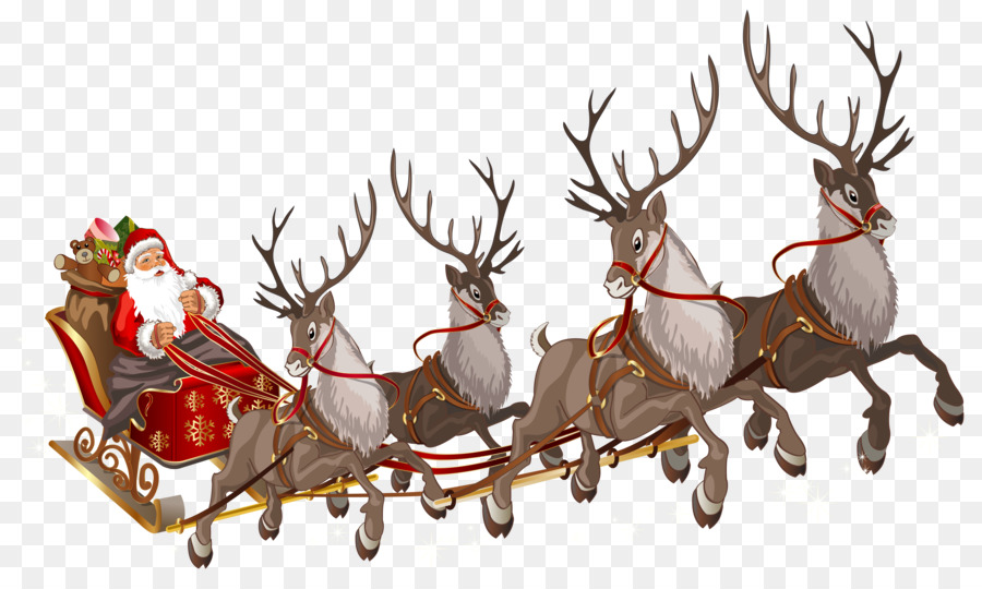 Transparent Stock Rudolph Claus Reindeer Sled Clip Cartoon - Clip Art  Library