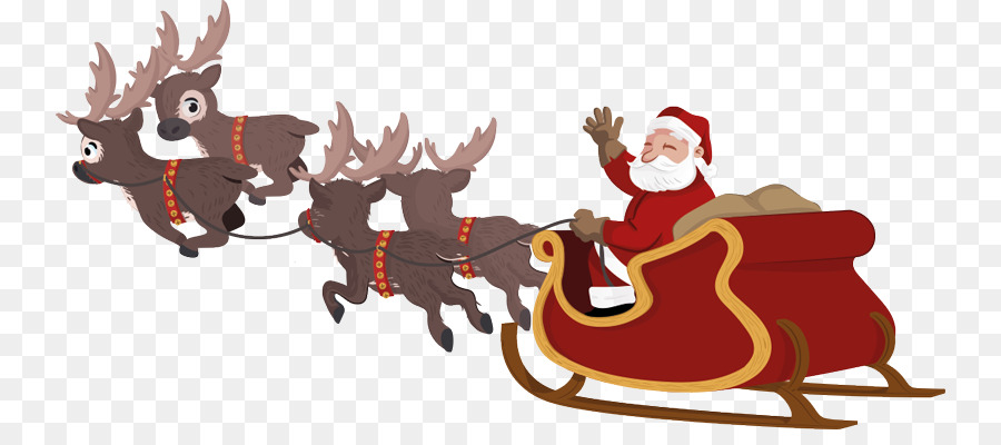 Reindeer Santa Claus Sled Clip art - Reindeer png download - 800*386 - Free Transparent Reindeer png Download.