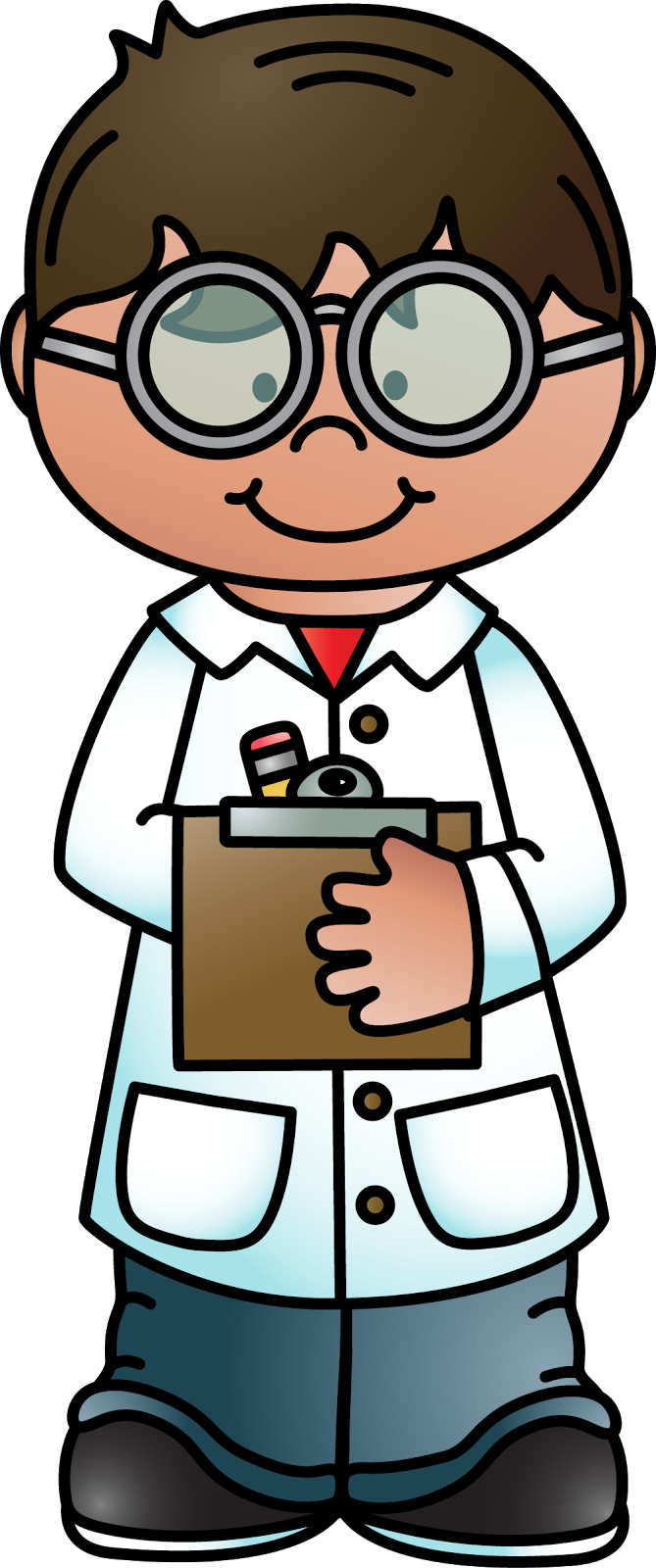 scientist child animated with an ivisible backround