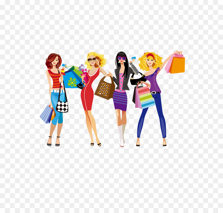 Shopping Drawing Clip art - Shopping girls png download - 595*842 - Free Transparent  png Download.