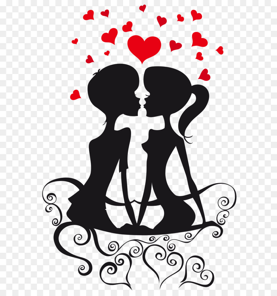 Love couple Clip art - Love Couple Silhouettes on a Bench with Hearts PNG Clipart png download - 3843*5569 - Free Transparent  png Download.