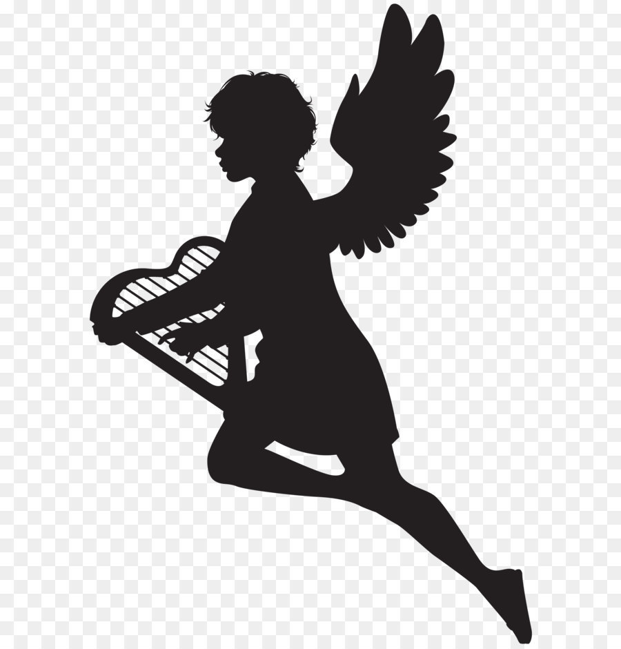 Silhouette Clip art - Angel with Harp Silhouette PNG Clip Art Image png download - 4843*7000 - Free Transparent Silhouette png Download.