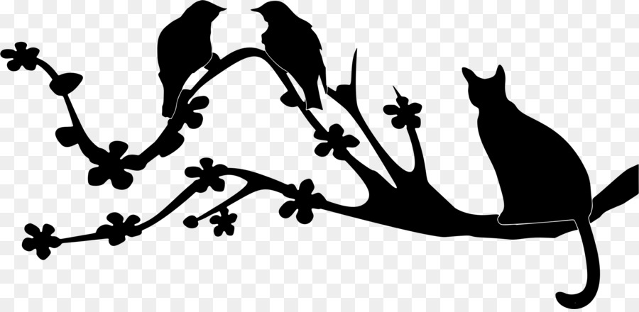 Bird Cat Silhouette Branch Clip art - birds silhouette png download - 2280*1104 - Free Transparent Bird png Download.