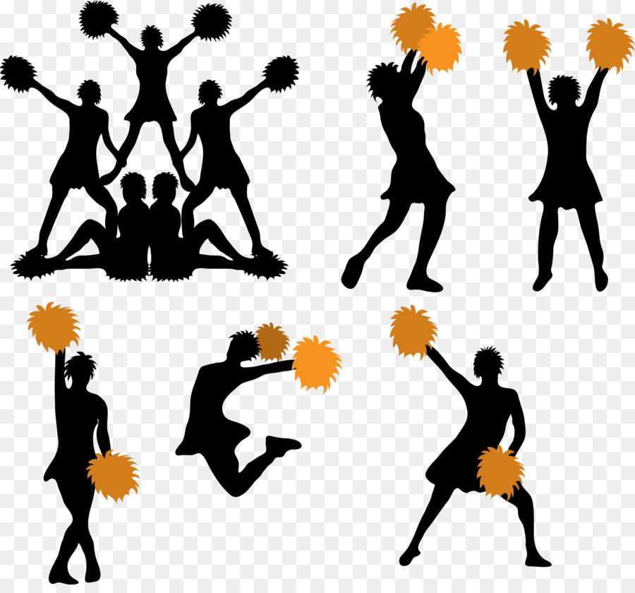 Cheerleading Pom-pom Silhouette - Vector silhouette cheerleader png download - 2144*1973 - Free Transparent Cheerleading png Download.