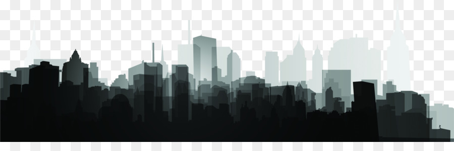 Black and white Skyline Silhouette Skyscraper - City Silhouette png download - 2438*763 - Free Transparent Black And White png Download.