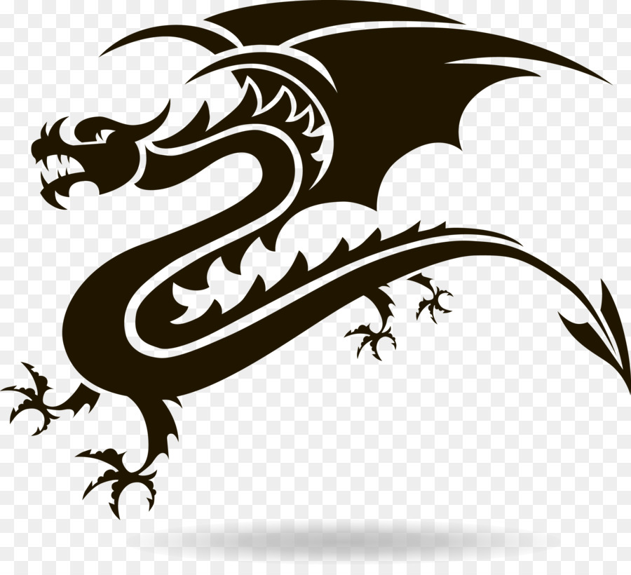 Chinese dragon Tattoo - Long Silhouette Vector png download - 3044*2722 - Free Transparent Dragon png Download.