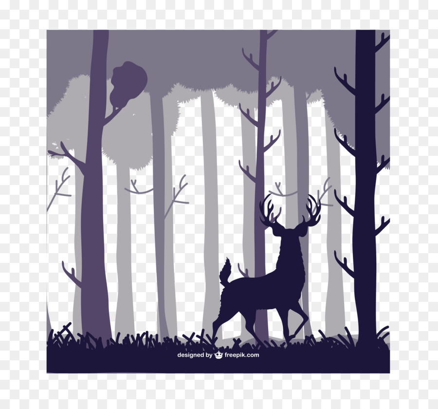 Deer Forest Silhouette Illustration - Forest trees deer,Silhouette illustration png download - 4252*3907 - Free Transparent Deer png Download.