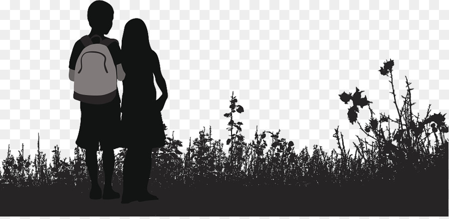 two girls silhouette back to back