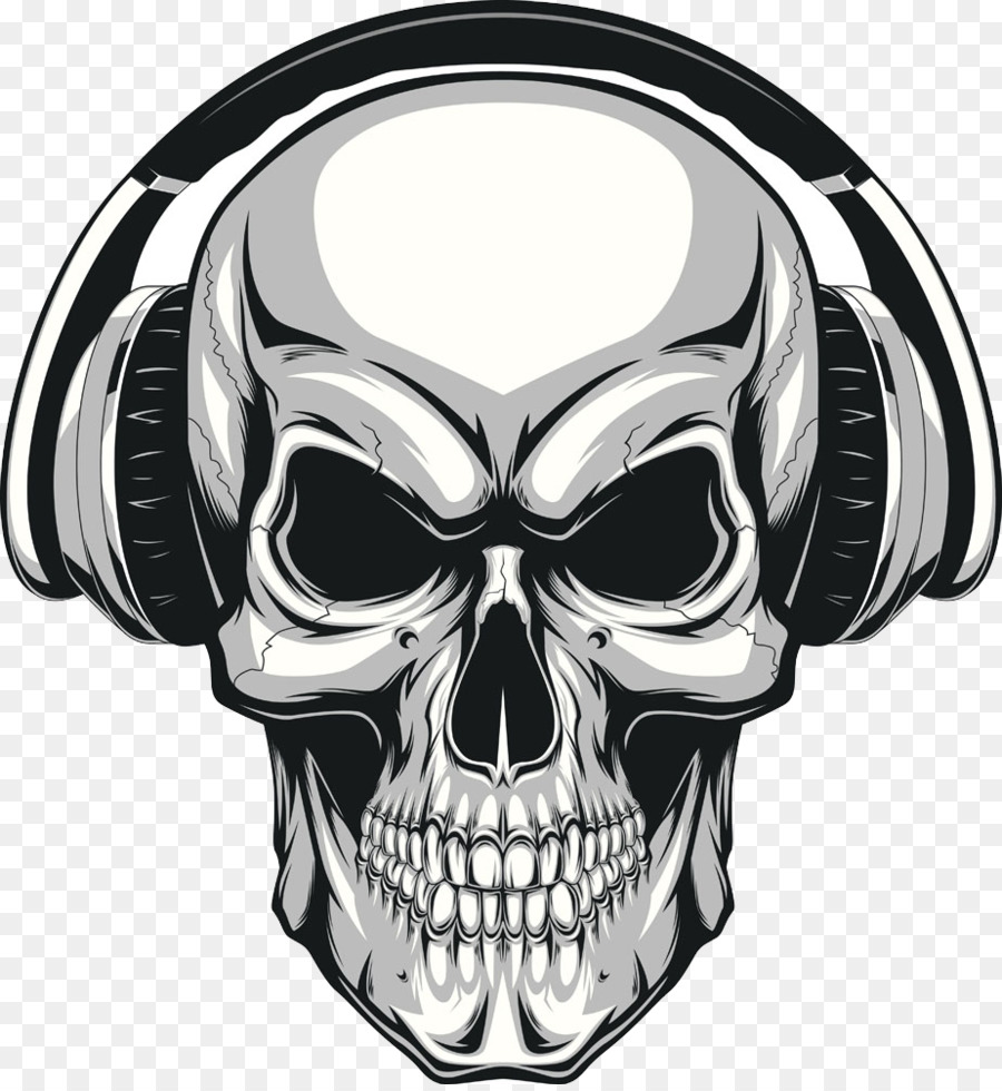 Skull Human skeleton Illustration - Skeleton wearing headphones png download - 924*1000 - Free Transparent Headphones png Download.