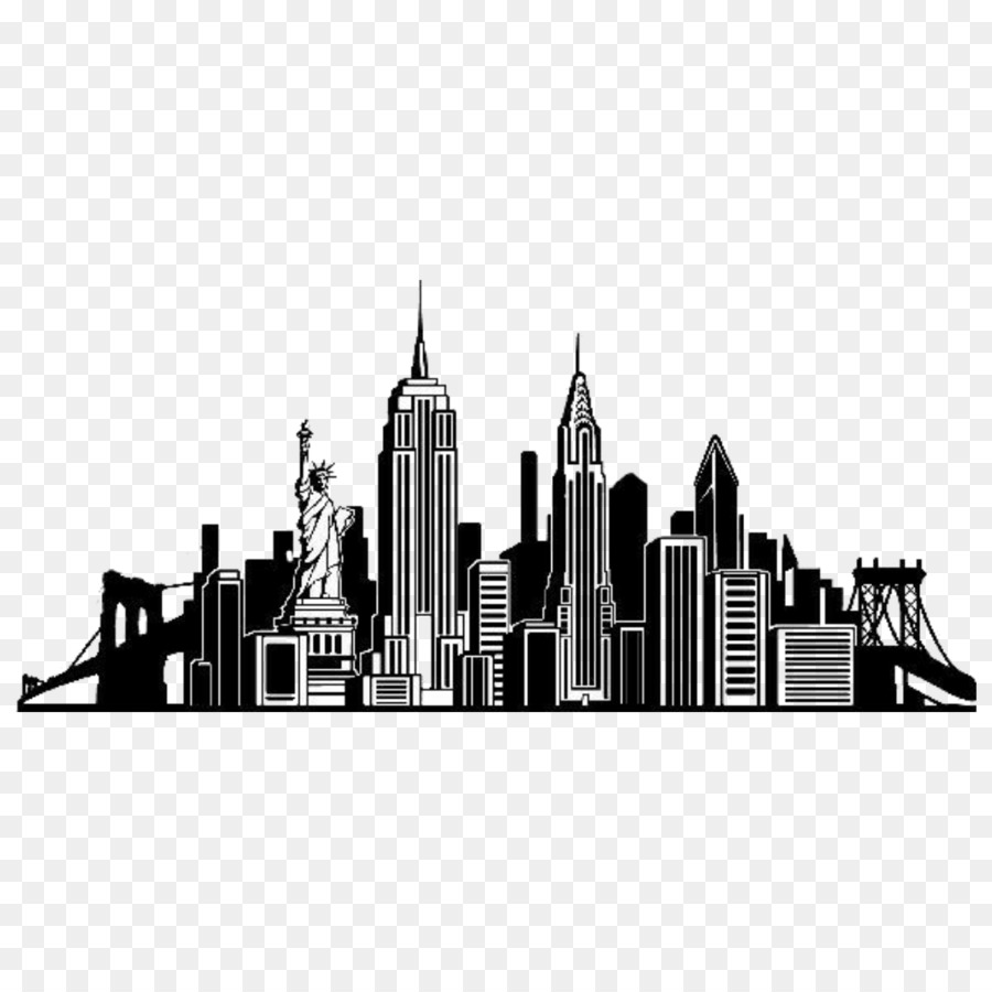 New York City Skyline Wall decal Silhouette - Silhouette png download - 1024*1024 - Free Transparent New York City png Download.