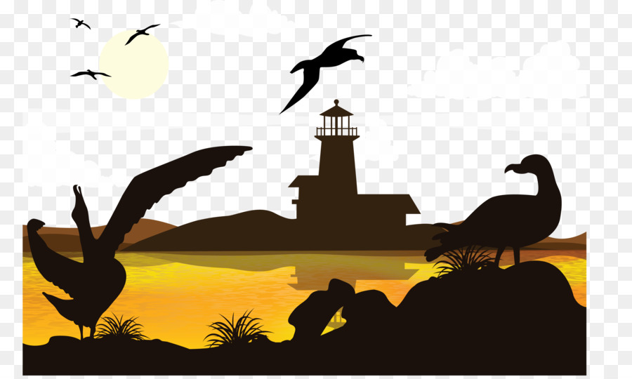 Silhouette Illustration - Lighthouse sunset silhouette png download - 6540*3916 - Free Transparent Silhouette png Download.