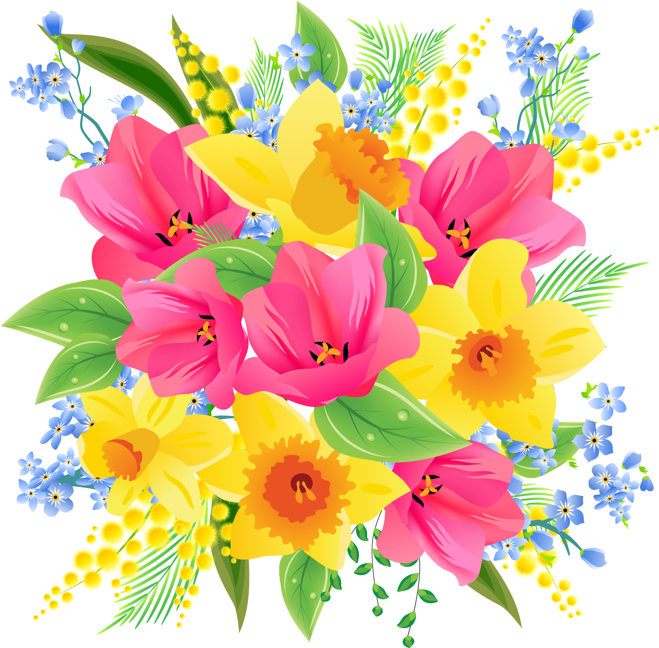 Flower Bouquet Clip Art Spring Flowers Png Download 13501329