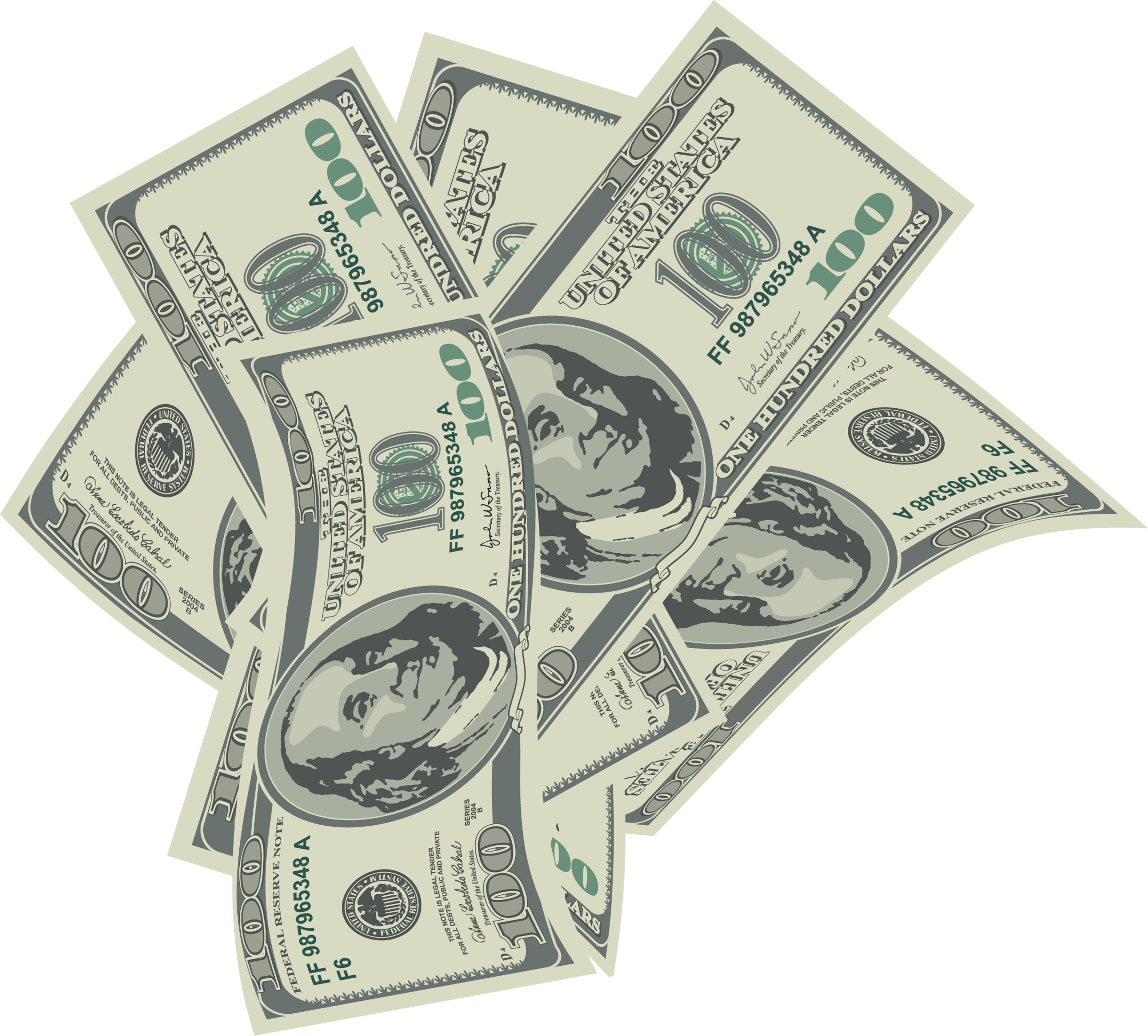 Cash Money United States Dollar Clip art - Large Transparent 100
