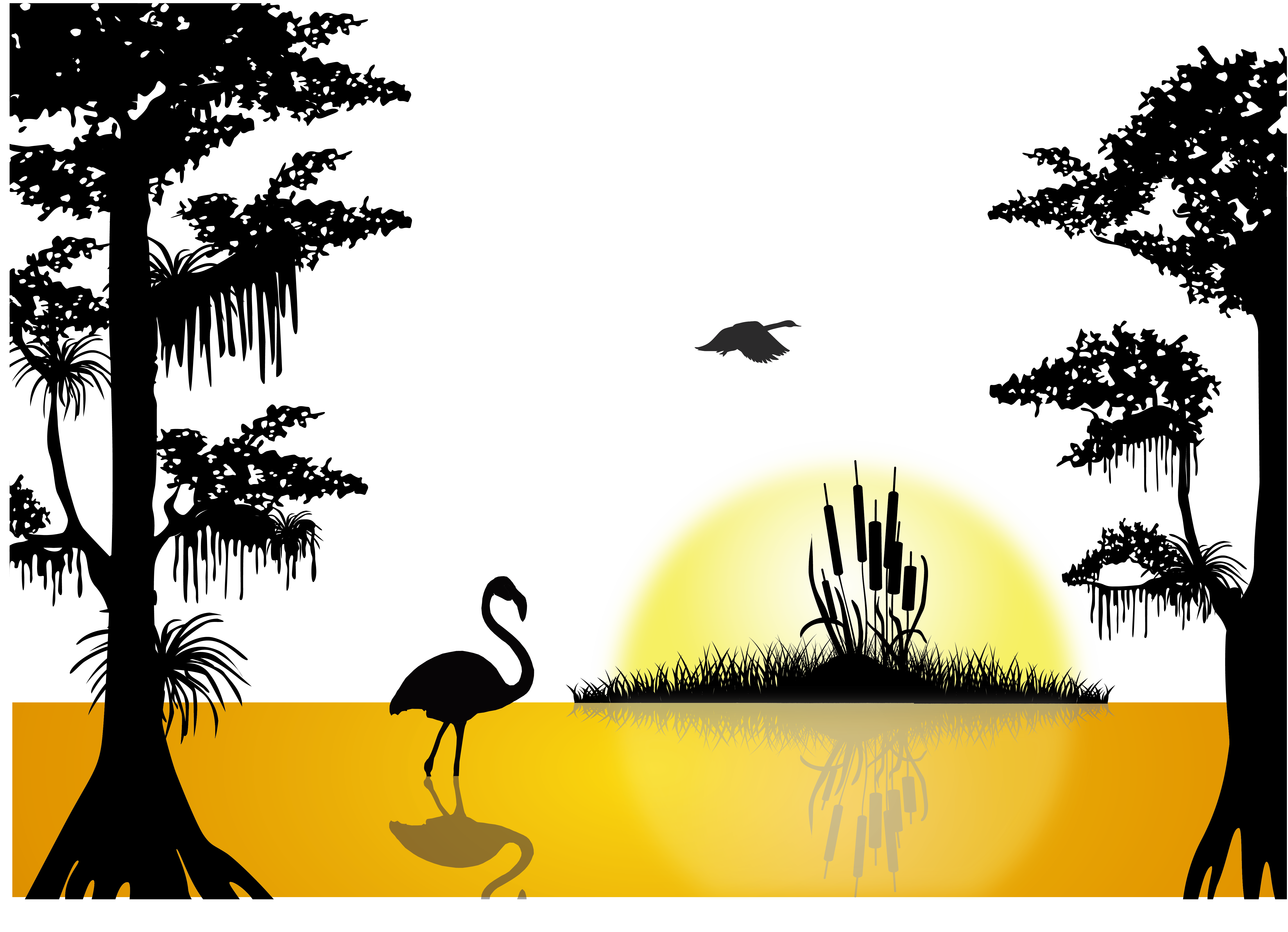 Sunset Lake Silhouette Lake Sunset Vector Png Download 58714247
