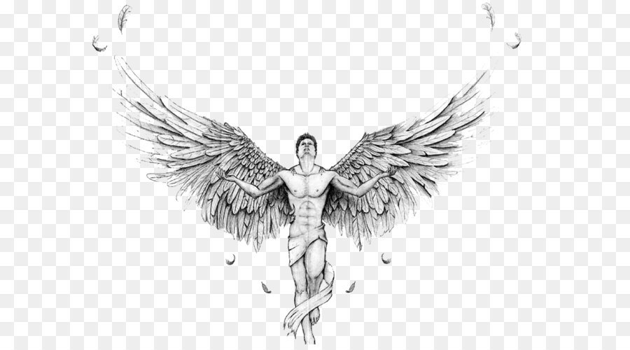 Black and white Text Drawing Tatuaje Illustration - Angel Tattoos Transparent png download - 846*641 - Free Transparent Michael png Download.