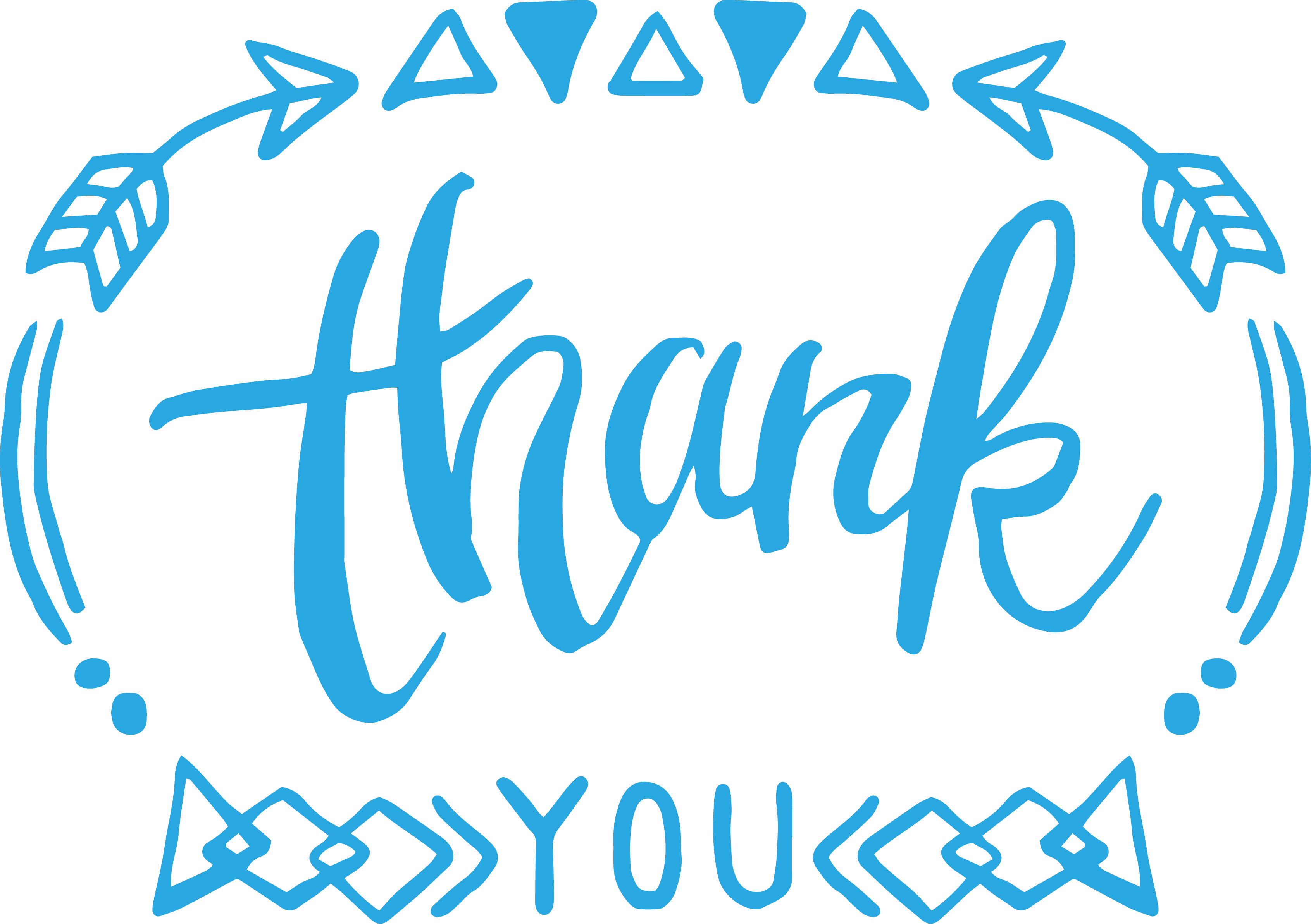 Sky blue geometric border Thank you png download - 3383*2386 - Free
