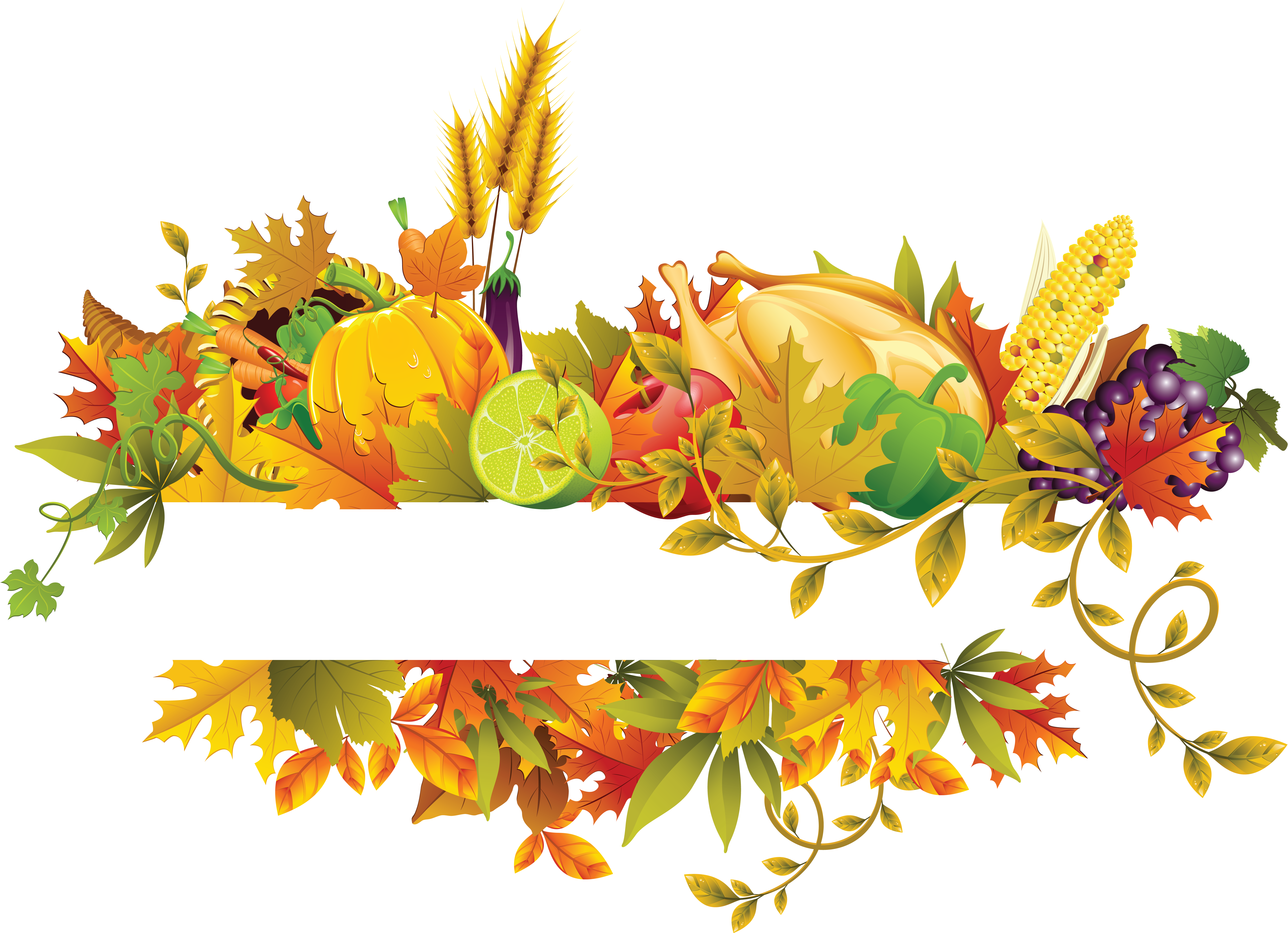 Thanksgiving Clip Art Fall Flowers Fruit Border Png Download 6321 4579 Free Transparent Thanksgiving Png Download Clip Art Library