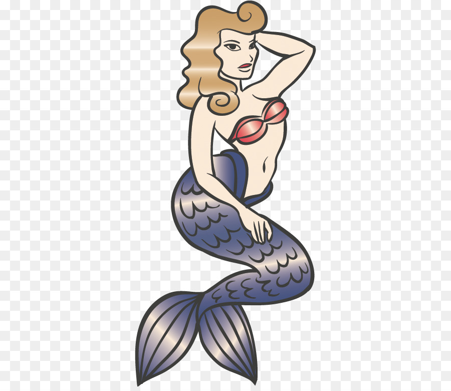 Sticker Old school (tattoo) Mermaid Drawing - Mermaid png download - 374*771 - Free Transparent  png Download.