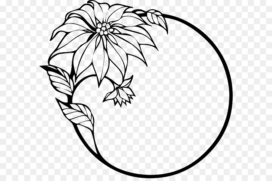 Border Flowers Drawing Clip art - black and white astronaut png download - 640*591 - Free Transparent Flower png Download.