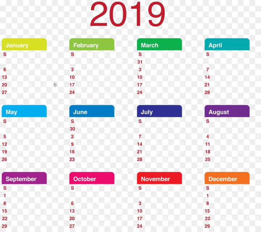Calendar New Year Clip art - 2019 Calendar Transparent PNG Clip Art png download - 8000*7032 - Free Transparent 2019 Calendar Printable png Download.