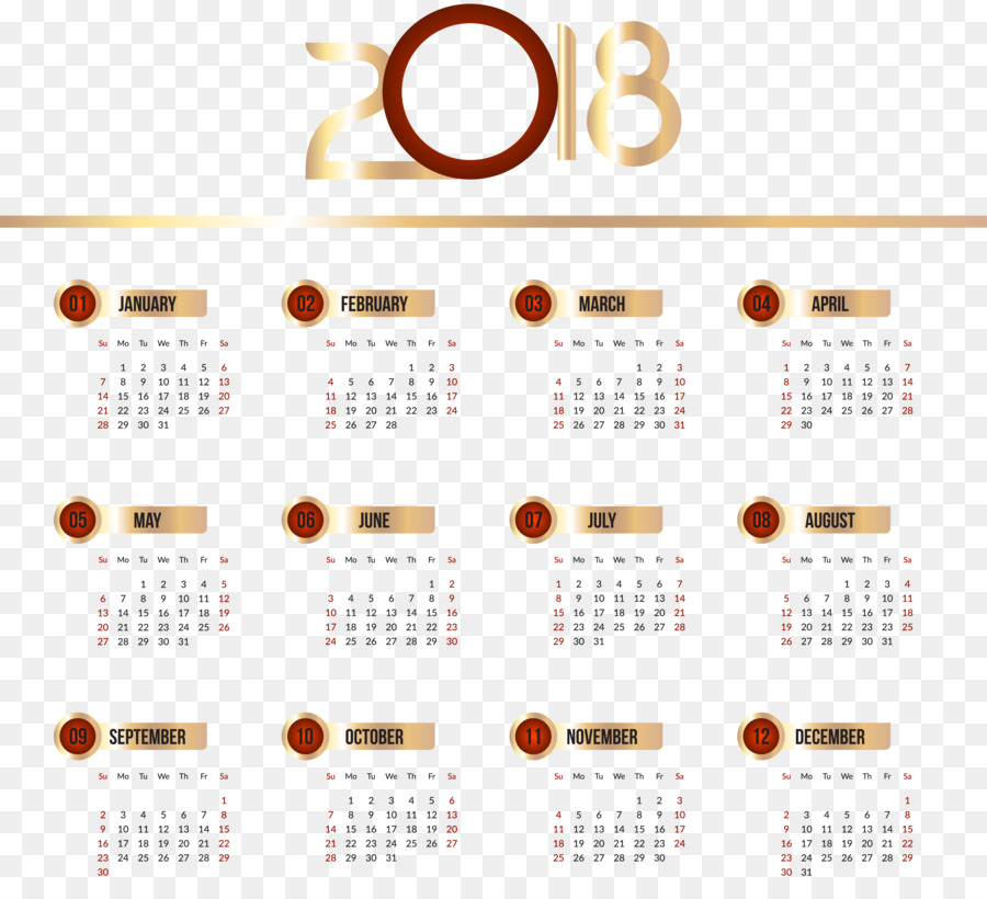 Calendar New Year Clip art - 2018 Calendar Transparent Clip Art PNG Image png download - 8000*7156 - Free Transparent Calendar png Download.