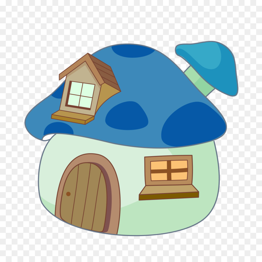 Cartoon Illustration - Cartoon hand painted blue mushroom house png download - 1000*1000 - Free Transparent  Cartoon png Download.