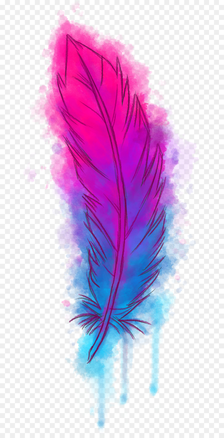 Feather Drawing Sticker Watercolor painting - Watercolour PNG Transparent png download - 717*1760 - Free Transparent Watercolor Flowers png Download.