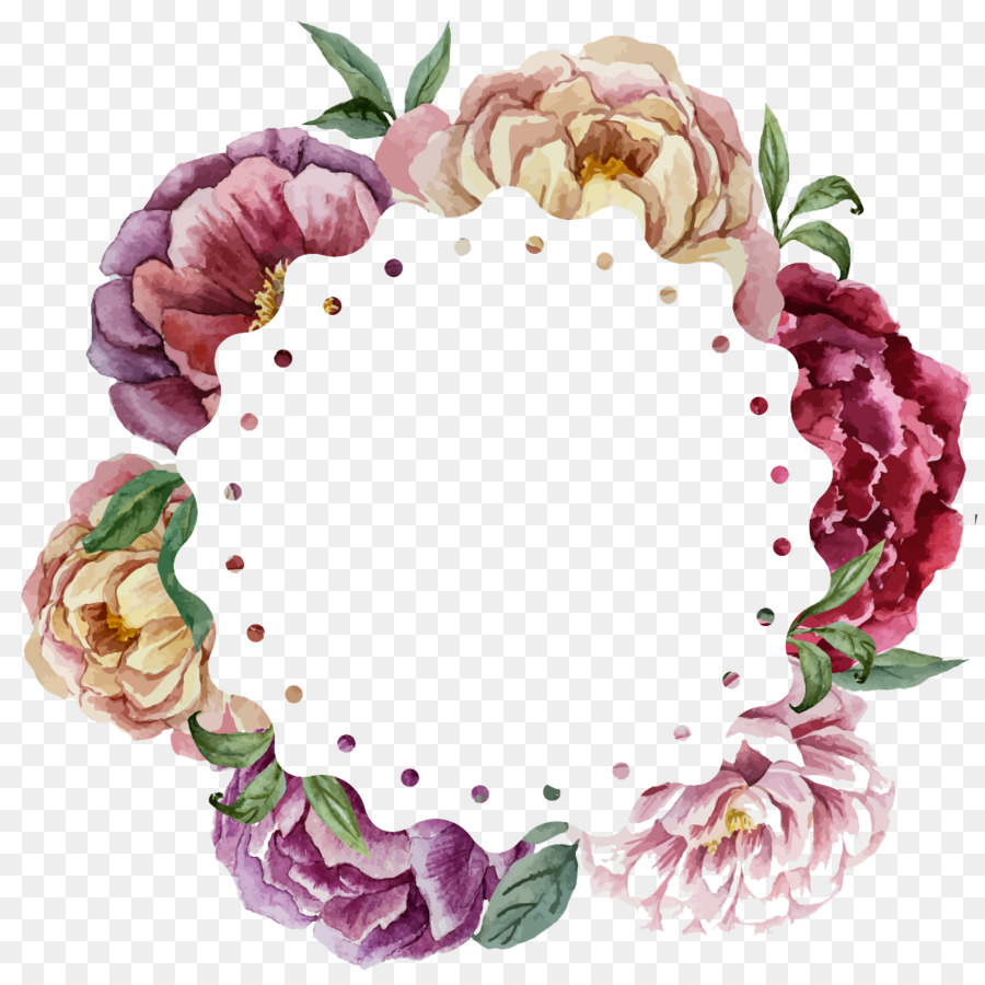 Watercolor painting Flower Wreath Wedding - Colored ring flowers png download - 1191*1191 - Free Transparent Watercolor Painting png Download.