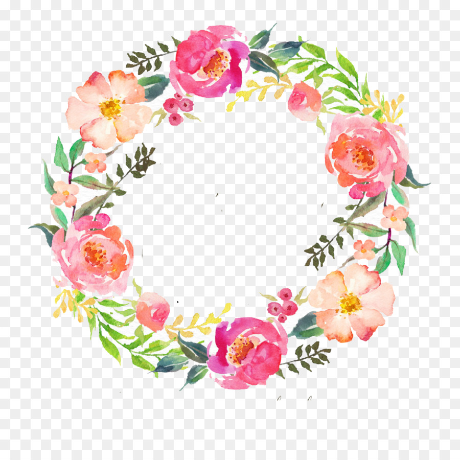 Watercolour Flowers Wreath Watercolor painting Garland - watercolor flower png download - 1280*1280 - Free Transparent Watercolour Flowers png Download.