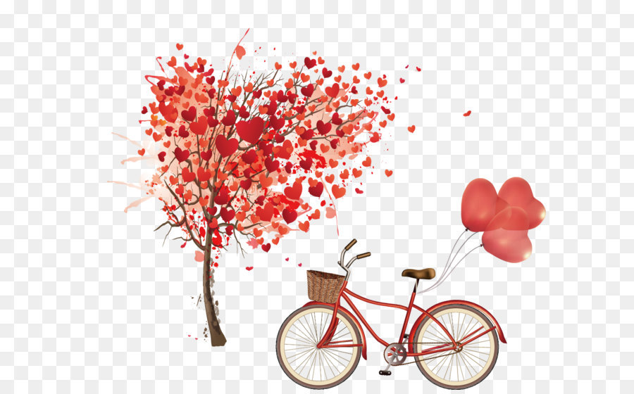 Euclidean vector Heart Tree - Bicycle and hand-painted heart-shaped tree png download - 1140*971 - Free Transparent Heart png Download.