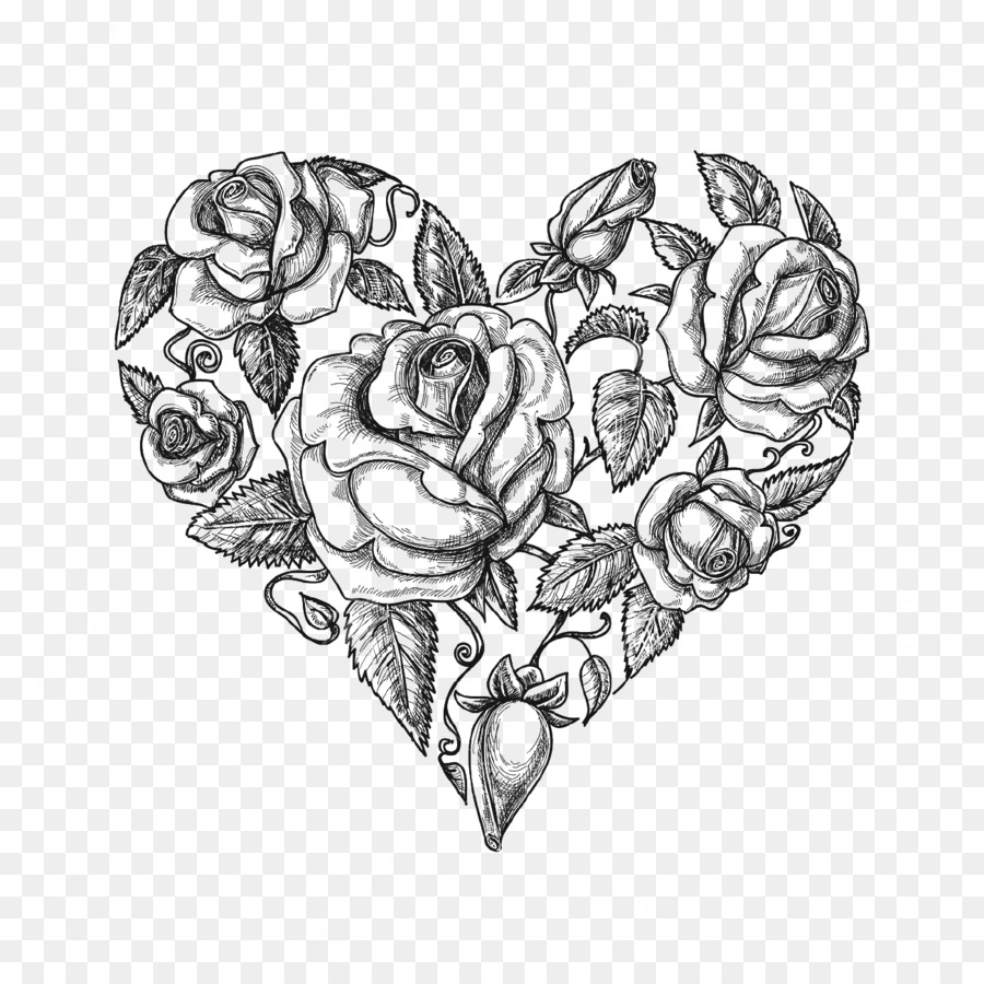 Heart Drawing Vintage clothing Clip art - rose  tattoo png download - 1300*1300 - Free Transparent  png Download.