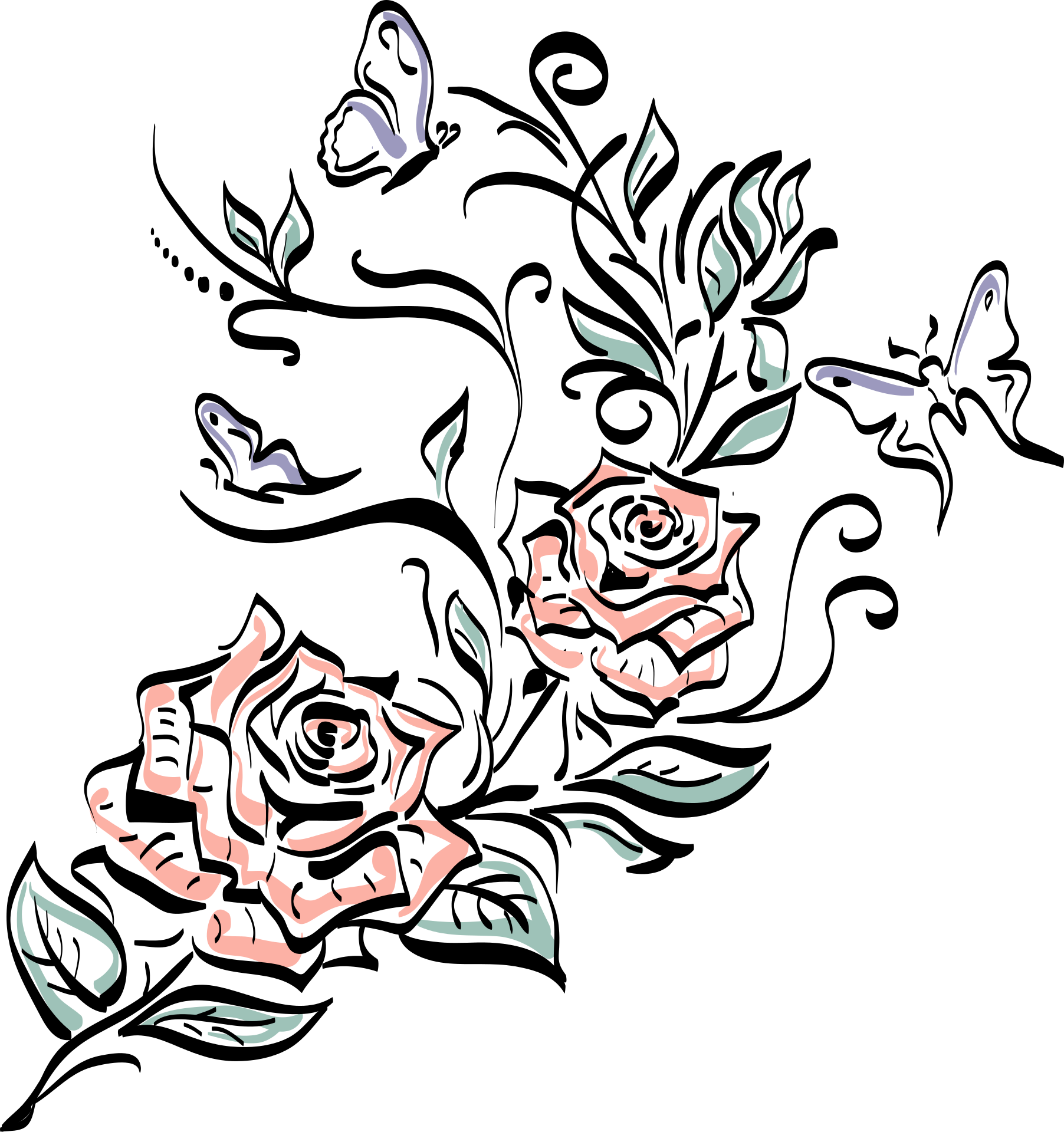 Drawing Line art Clip art - rose tattoo png download - 1804*1920 - Free