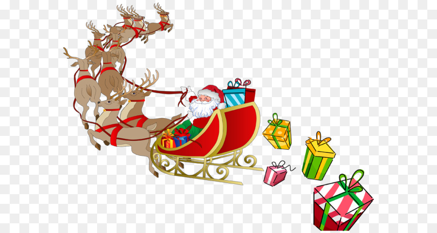 Santa Claus Rudolph Reindeer Sled Clip art - Sleigh PNG HD png download - 640*476 - Free Transparent Santa Claus png Download.
