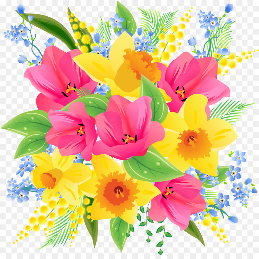 Flower bouquet Clip art - spring flowers png download - 1350*1329 - Free Transparent Flower Bouquet png Download.