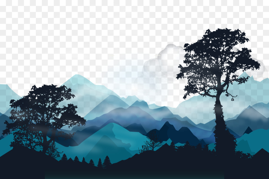 Euclidean vector Forest Landscape Tree Light - Vector the far mountains png download - 1200*800 - Free Transparent Forest png Download.