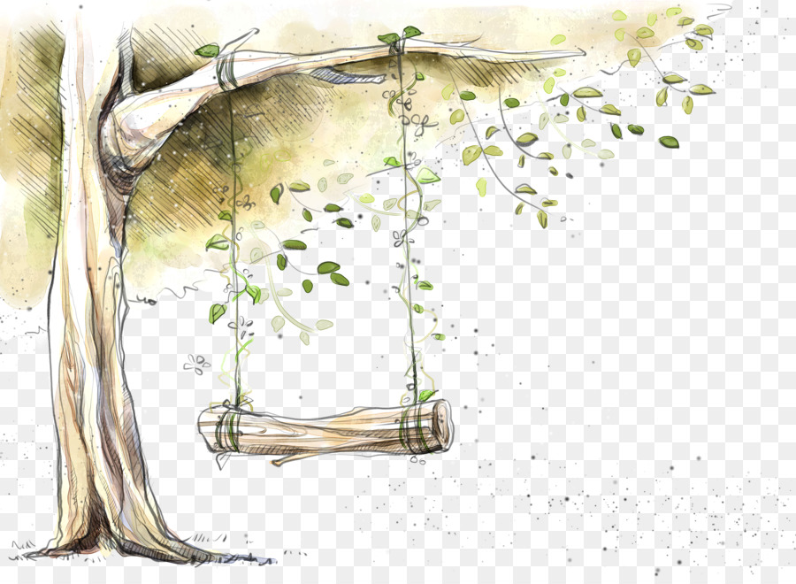 Swing Designer Tree - Hand-painted trees png download - 2500*1810 - Free Transparent Swing png Download.