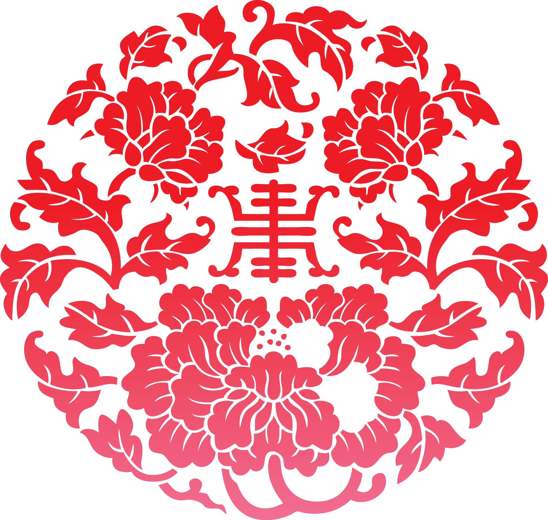 China Flower Drawing Pattern - Red peony silhouette vector png download